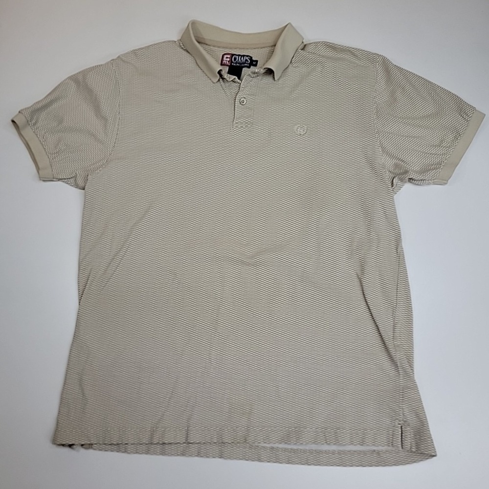 Vintage Chaps Ralph Lauren Polo‎ Shirt Men Size Medium Beige Short Sleeves
